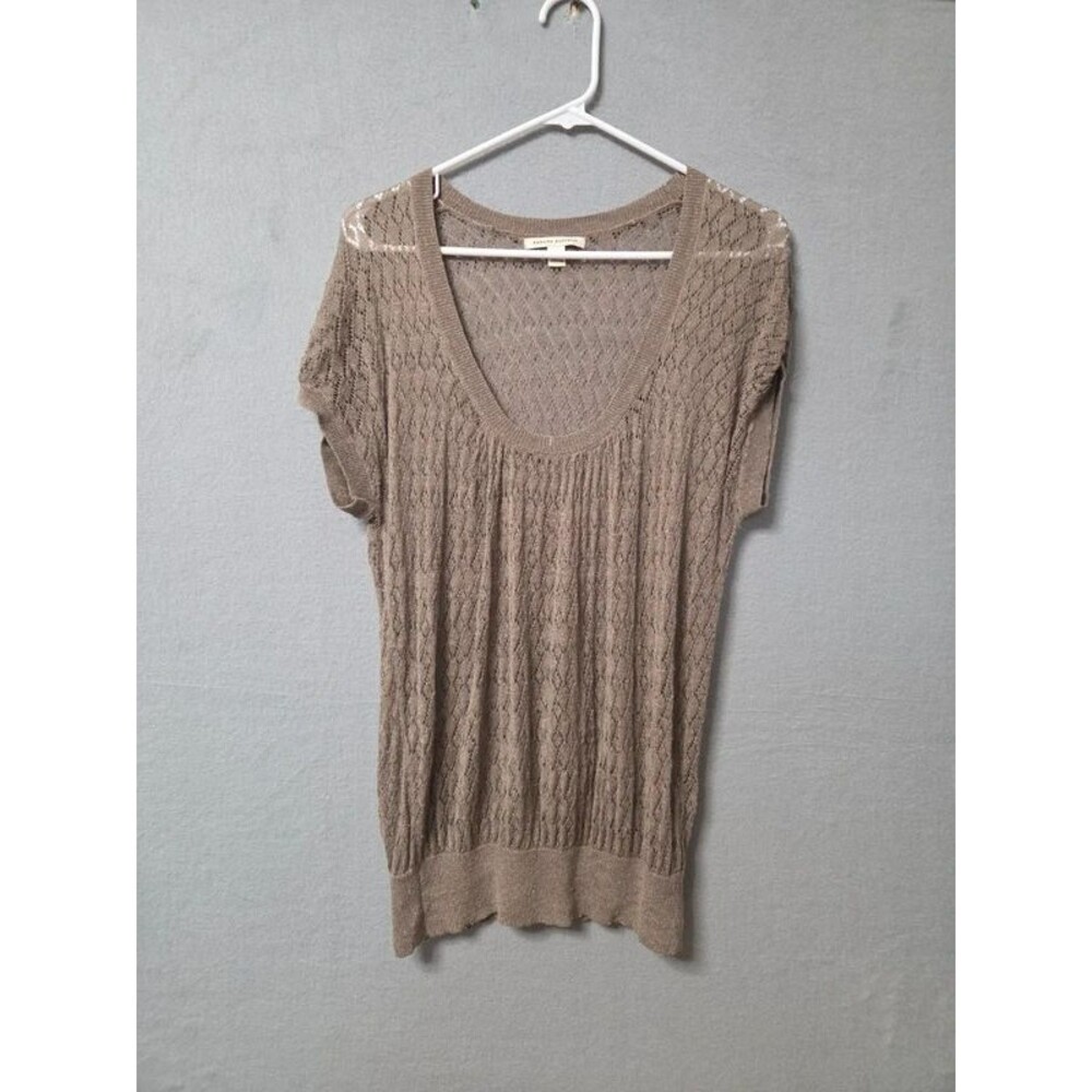 Banana Republic Taupe Brown Open Knit Scoop Neck Top - Size  medium